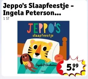 Aanbieding: Jeppo's Slaapfeestje - Ingela Peterson Arrhenius Flapjesboek