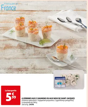 Aanbieding: 6 VERRINES AUX 3 SAUMONS OU AUX NOIX DE SAINT