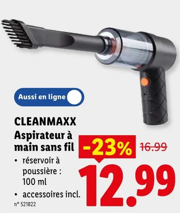 Offre: CLEANMAXX Aspirateur à main sans fil