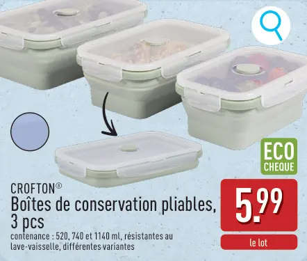 Offre: Boîtes de conservation pliables