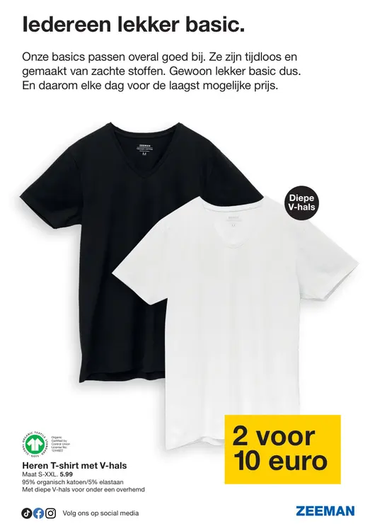 Promotie: Heren T-shirt met V-hals