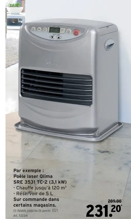 Offre: Poêle laser Qlima SRE 3531 TC-2 (3,1 kW)