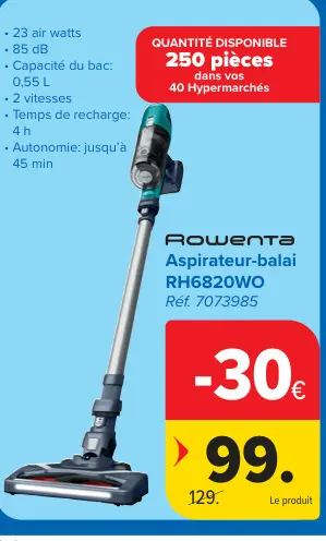 Offre: Aspirateur-balai RH6820WO