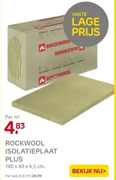 Aanbieding: ROCKWOOL ISOLATIEPLAAT PLUS