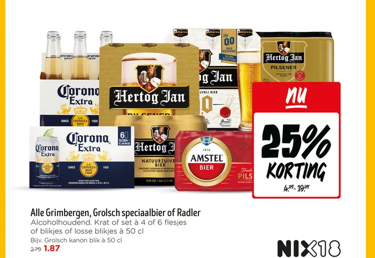 Aanbieding: Grimbergen, Grolsch speciaalbier of Radler
