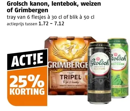 Aanbieding: Grolsch kanon, lentebok, weizen of Grimbergen