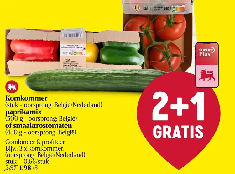 Promotie: Komkommer, paprikamix of smaaktrostomaten
