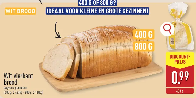 Promotie: Wit vierkant brood