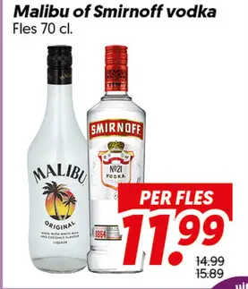 Aanbieding: Malibu of Smirnoff vodka