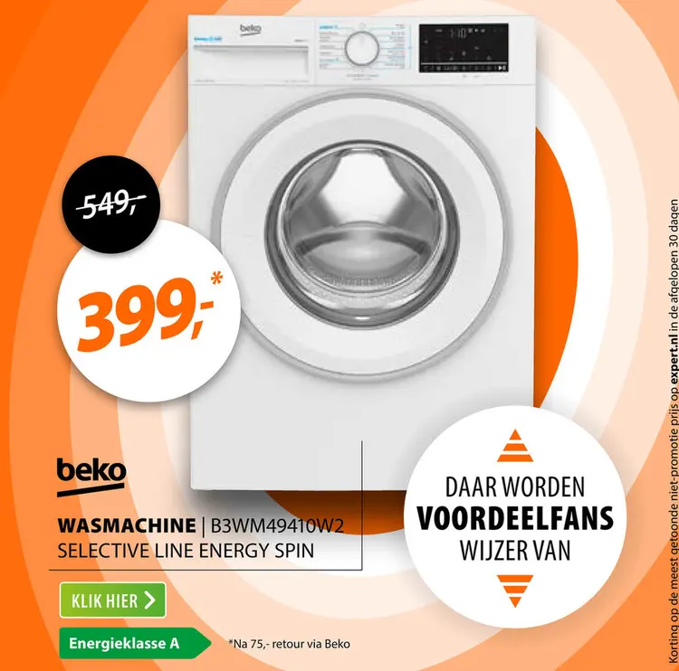Aanbieding: Beko B3WM49410W2 Selective Line EnergySpin