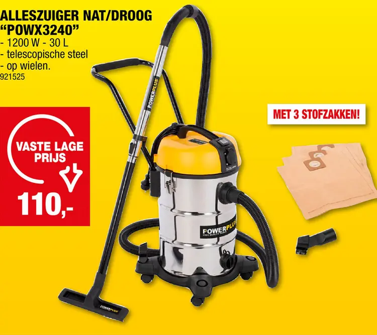 Aanbieding: Powerplus POWX3240 alleszuiger 1200W 30l