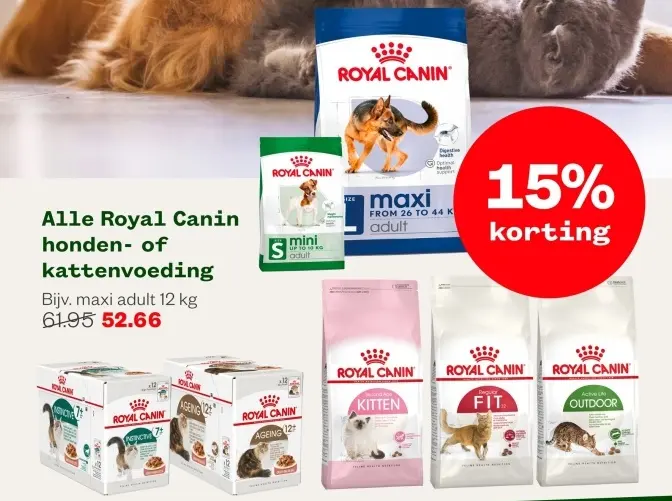 Aanbieding: Alle Royal Canin honden- of kattenvoeding