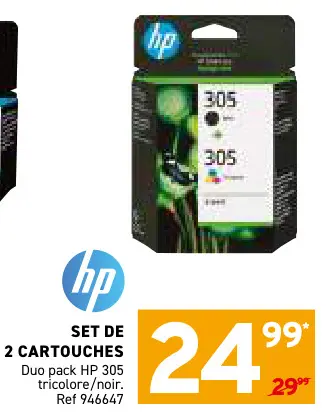 Offre: Duo pack HP 305 tricolore/noir