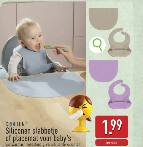Promotie: Siliconen slabbetje of placemat voor baby's