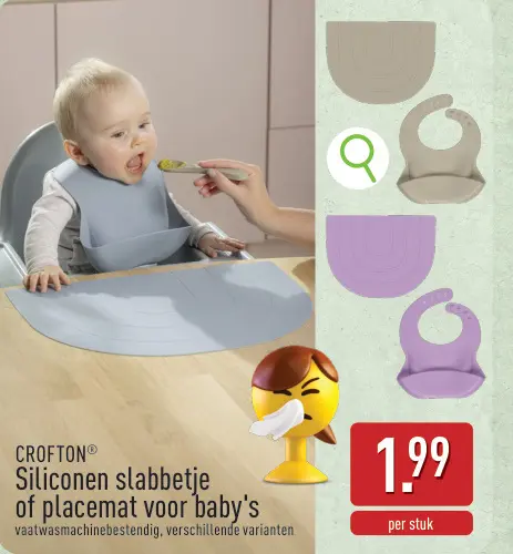 Promotie: Siliconen slabbetje of placemat voor baby's