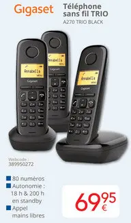 Offre: Gigaset Téléphone TRIO A270 TRIO BLACK
