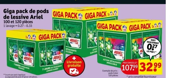 Offre: Giga pack de pods de lessive Ariel