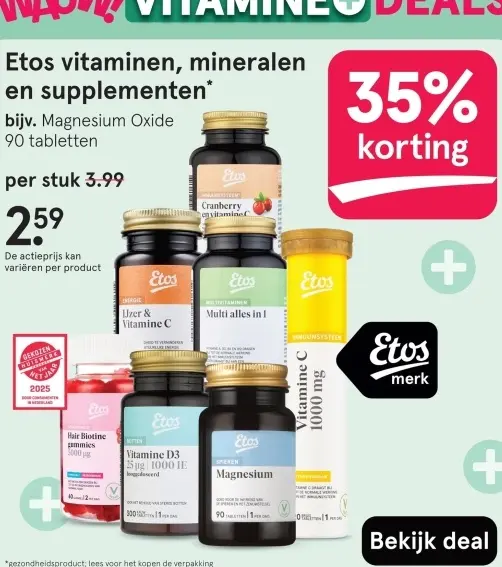 Aanbieding: Etos vitaminen, mineralen en supplementen