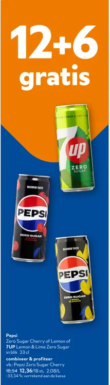 Promotie: Pepsi Zero Sugar Cherry of Lemon of 7UP Lemon