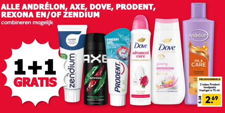 Aanbieding: Andrélon, Axe, Dove, Prodent, Rexona en/of Zendium