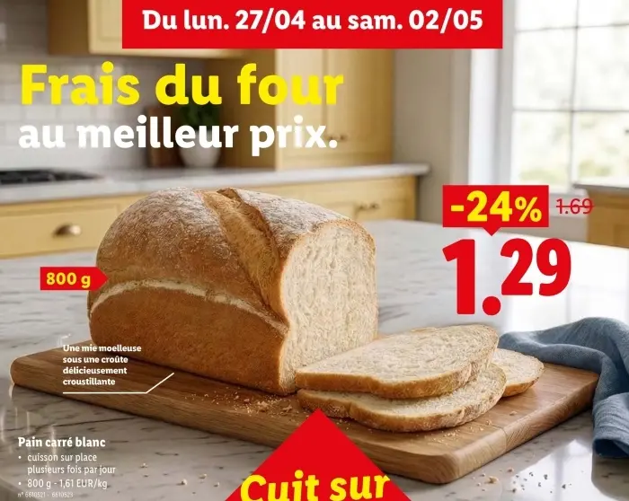 Offre: Pain carré blanc