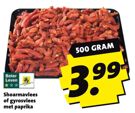 Aanbieding: Shoarmavlees of gyrosvlees met paprika