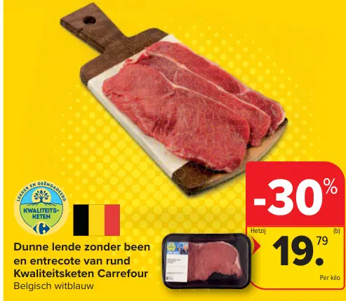 Promotie: Dunne lende zonder been en entrecote van rund