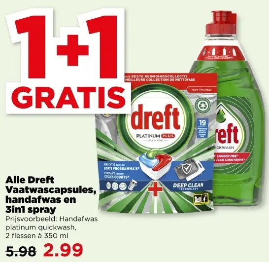 Aanbieding: Dreft Vaatwascapsules, handafwas en 3in1 spray