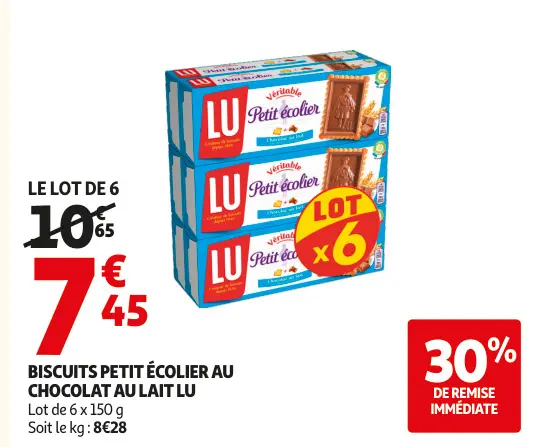Aanbieding: Biscuits petit écolier au chocolat au lait