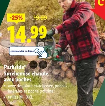 Offre: Surchemise chaude avec poches