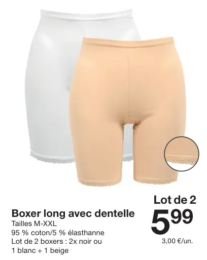 Offre: Boxer long avec dentelle
