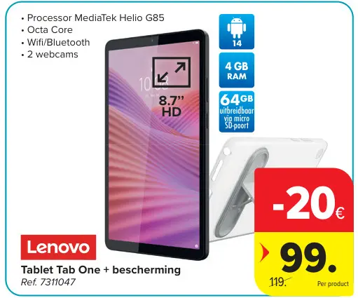 Promotie: Tablet Tab One + bescherming
