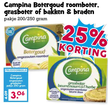 Aanbieding: Campina Botergoud roomboter, grasboter of bakken & braden