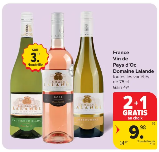 Offre: Vin de Pays d'Oc Domaine Lalande