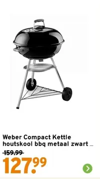 Aanbieding: Weber Compact Kettle houtskool bbq metaal zwart