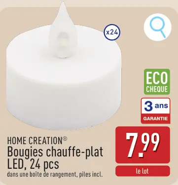 Offre: Bougies chauffe-plat LED