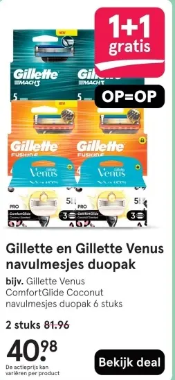 Aanbieding: Gillette en Gillette Venus navulmesjes duopak