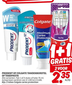 Aanbieding: PRODENT OF COLGATE TANDENBORSTEL OF TANDPASTA
