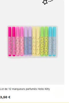 Offre: Lot de 12 marqueurs parfumés Hello Kitty