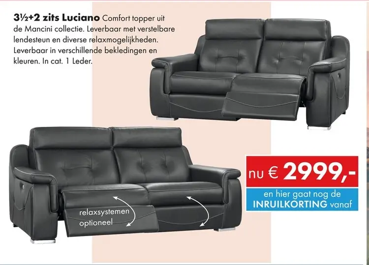 Aanbieding: Luciano 3½+2 zits