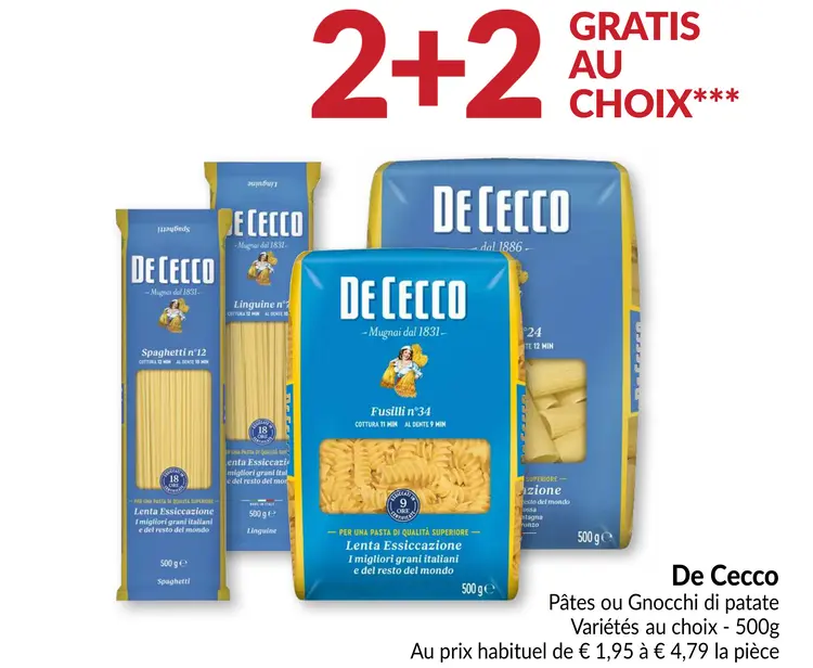 Offre: Pâtes ou Gnocchi di patate