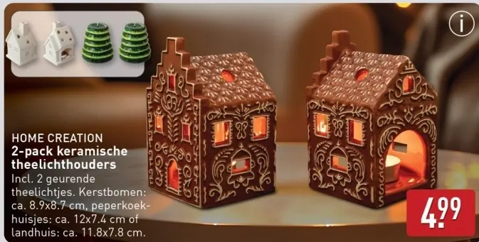 Aanbieding: 2-pack keramische theelichthouders