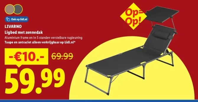 Aanbieding: Ligbed met zonnedak