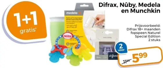 Aanbieding: Difrax, Nûby, Medela en Munchkin