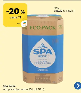 Aanbieding: Spa Reine eco pack plat water