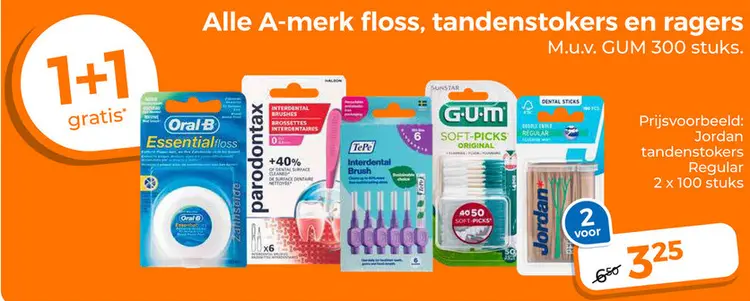 Aanbieding: Alle A-merk floss, tandenstokers en ragers