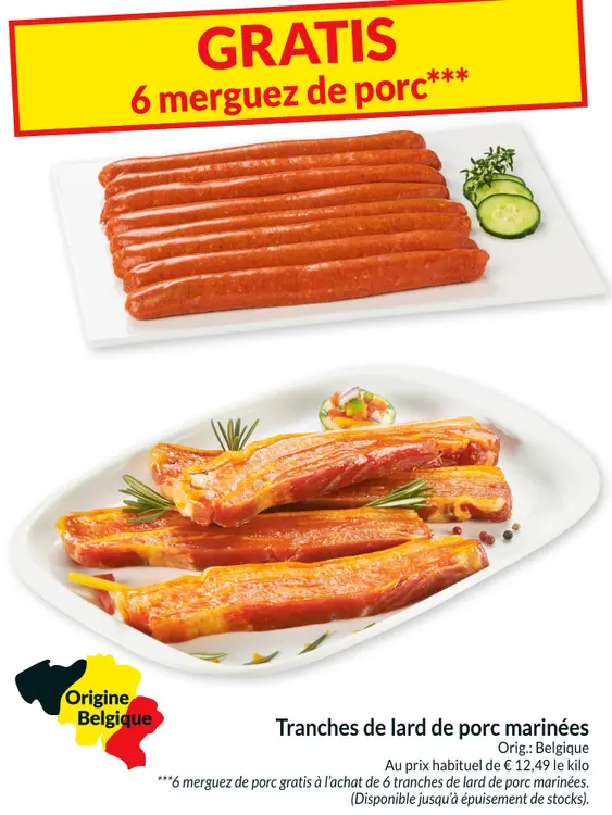 Offre: Tranches de lard de porc marinées