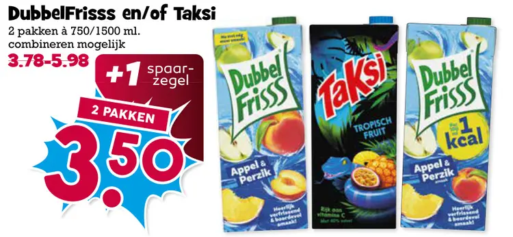 Aanbieding: DubbelFrisss en/of Taksi