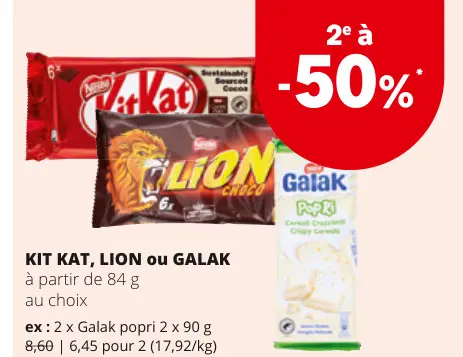 Offre: KIT KAT, LION ou GALAK
