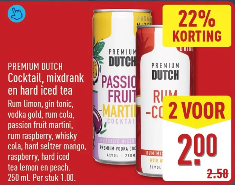 Aanbieding: Cocktail, mixdrank en hard iced tea